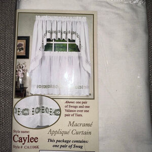 NIP Today's Curtain Caylee Macrame Appliqué Curtain Swags 58 x 38L #CA1106K